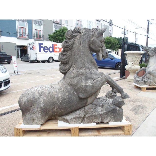 Stone A Pair of Large Carved Limestone Horses From Veneto, Italy For Sale - Image 7 of 12