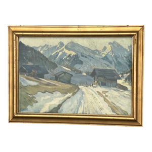 1930s Ernst II Hodel Watercolor Swiss Mountains