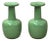 Pair Orient Crackle Pattern Verdant Green Color Pottery Ceramic Vases For Sale