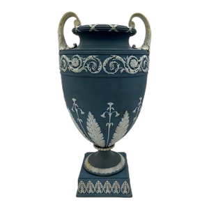 Rare Late 18th Century Antique Wedgwood Urn in Pale Blue and on a Pedestal Base