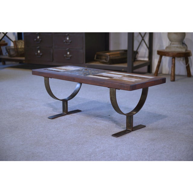 Vintage Coffee Table in Ceramic and Fir, 1960s For Sale - Image 9 of 12