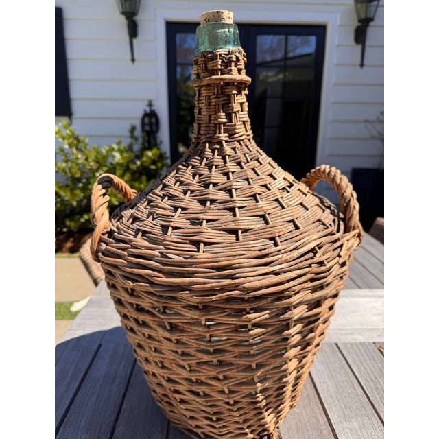 French Country Mid 20th Century French Wicker Demijohn For Sale - Image 3 of 10