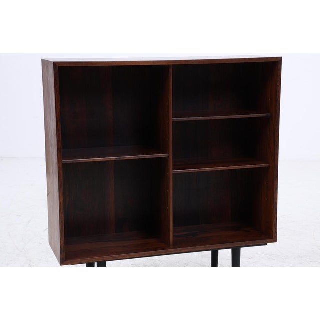 Brown Vintage Scandinavian Rosewood Bookcase with Black Legs, 1960s For Sale - Image 8 of 11