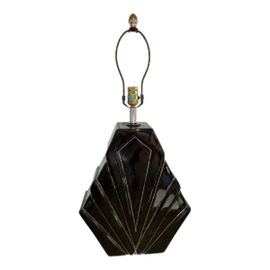 1980 Large Art Deco Black Table Lamp