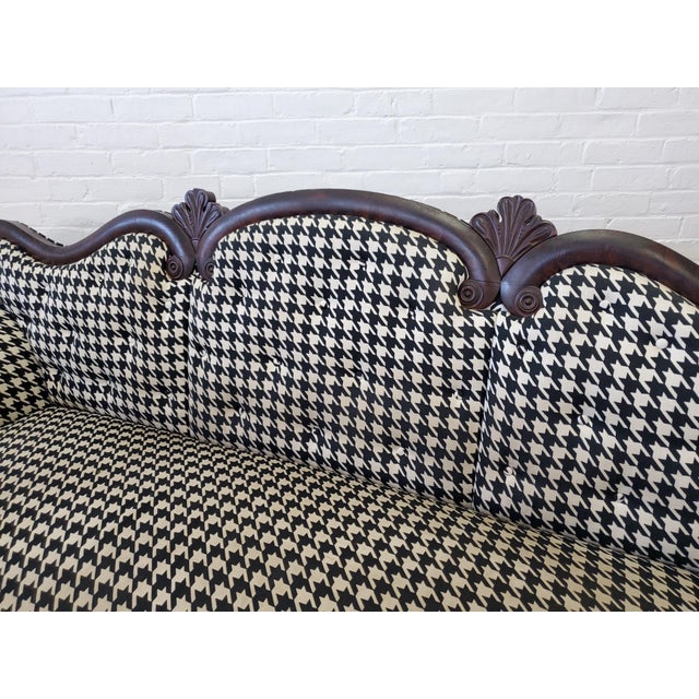Antique Victorian Black and White Sofa Houndstooth Print Couch Chairish