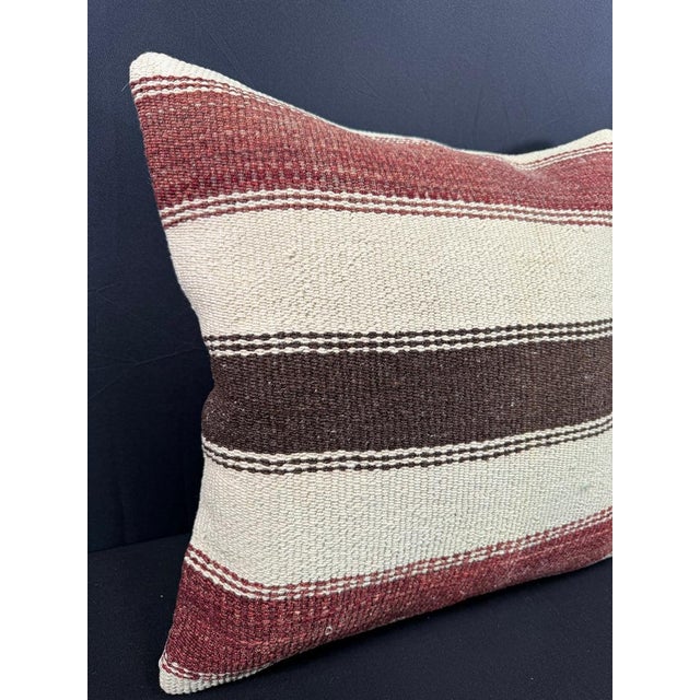 Turkish Hemp Pillow Cushion Natural Beige Red Pillow Cushion Cover 20x20 For Sale - Image 4 of 4