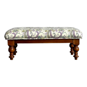 Vintage Boho Turned Wood Bench