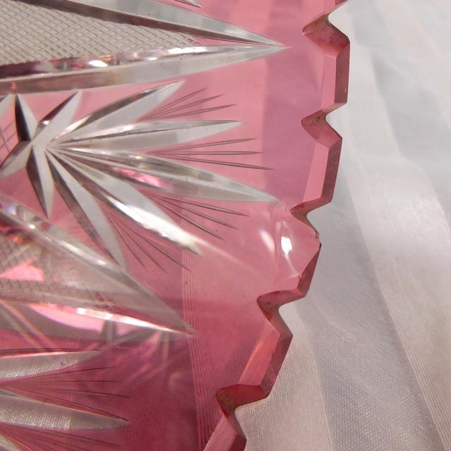 Pink 1930s Pink Cut to Clear Vase For Sale - Image 8 of 10