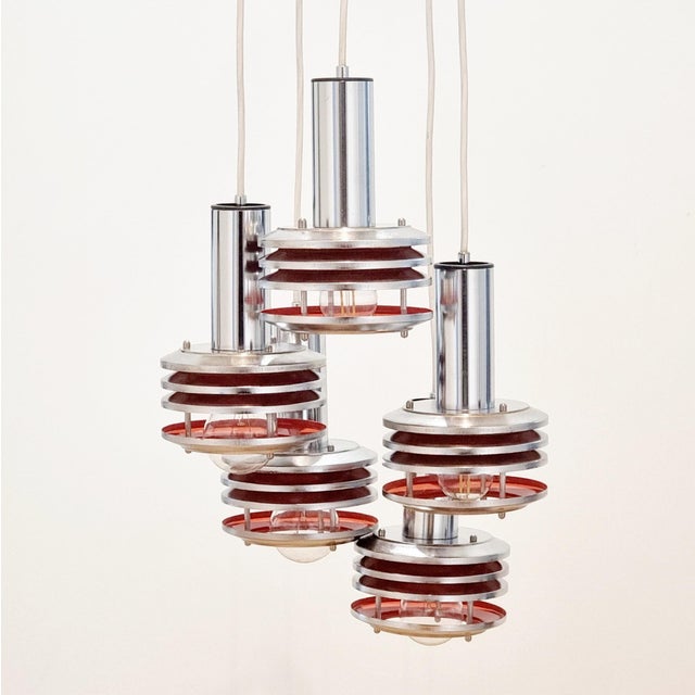 Mid-Century Modern Space Age Cascading Pendant From Polam, 1960s For Sale - Image 3 of 10