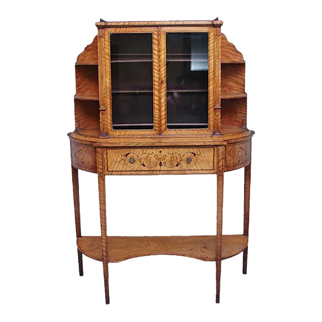 Satinwood Display Cabinet, 1800s For Sale