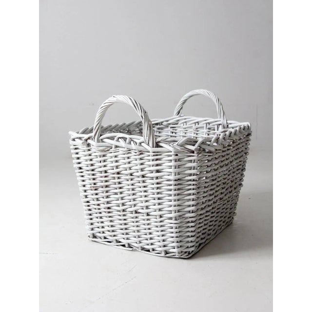 Vintage Large White Storage Basket For Sale - Image 12 of 13