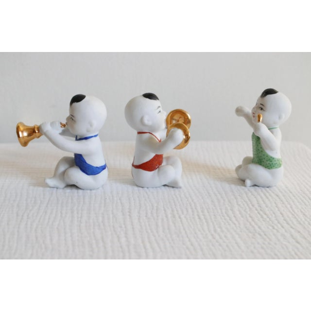 Victorian Chinese Bisque Porcelain Piano Babies Musical Figurines- Set of 3 For Sale - Image 3 of 13