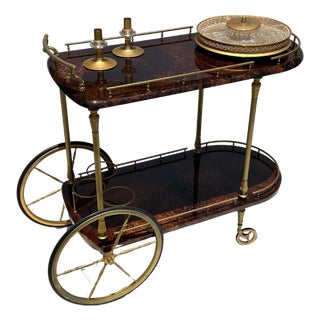 Aldo Tura Parchment Bar Cart For Sale