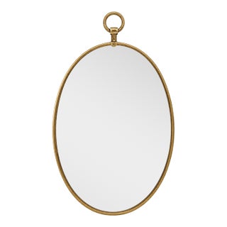 Italian Brass Oval Mirror Articulated Hanger For Sale