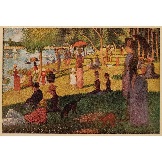 1950s 1955 After Georges Seurat "An Afternoon at La Grande Jatte" Vintage Full Color Impressionist Print For Sale - Image 5 of 7