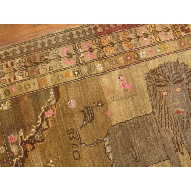 Textile Vintage Zabihi Collection Double Lion Turkish Gallery Size Runner - 5'7" x 11'10" For Sale - Image 7 of 12