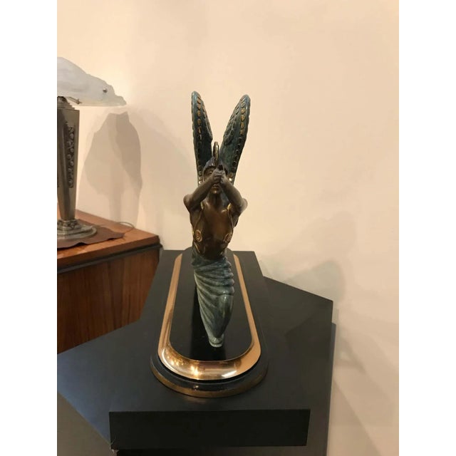 1984 Erte limited edition "Angel" bronze sculpture by Romain de Tirtoff. Comes with black pedestal dimensions: Height 42.5...