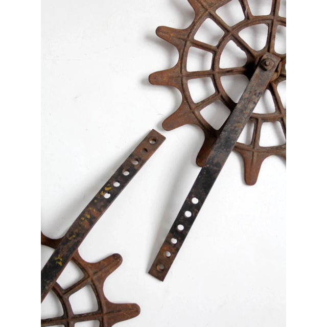 Metal Vintage Farm Closing Wheels a Pair For Sale - Image 7 of 11