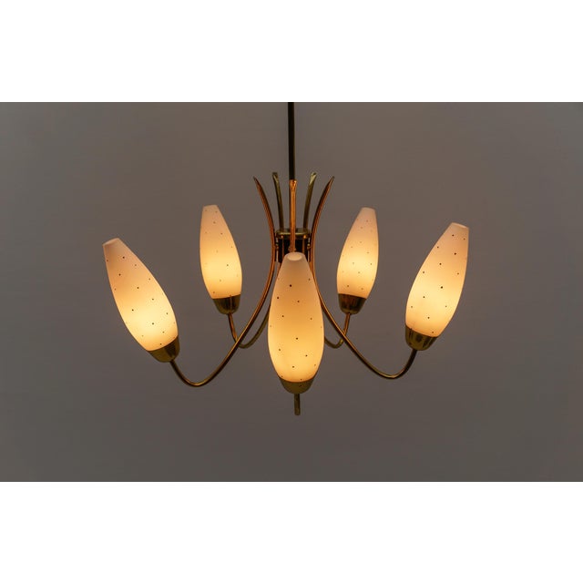 Vintage Italian Brass Spider Lamp with Dotted Glass Shades, 1950s For Sale - Image 9 of 14