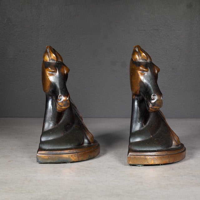 Art Deco Art Deco Bronze Plated Horse Head Bookends c.1930 For Sale - Image 3 of 7