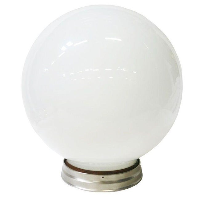 Art Deco 1930 Round Art Deco School House Milk Glass Ceiling Globe W Flush Celing Fixture For Sale - Image 3 of 5