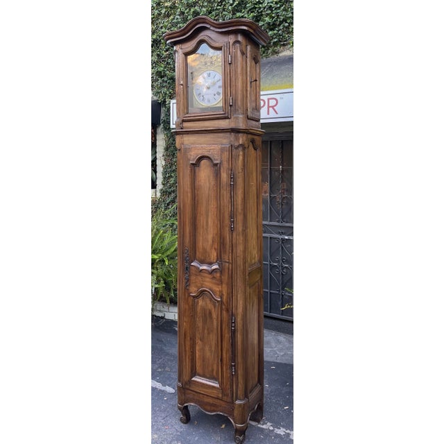 Antique 18th C French Provincial Walnut Tall Case Clock by J Cermann Chatillon Sur Seine For Sale - Image 10 of 12
