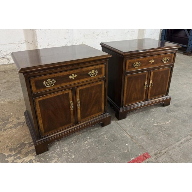 Drexel Pair of Drexel 18th Century Collection Nightstands For Sale - Image 4 of 16