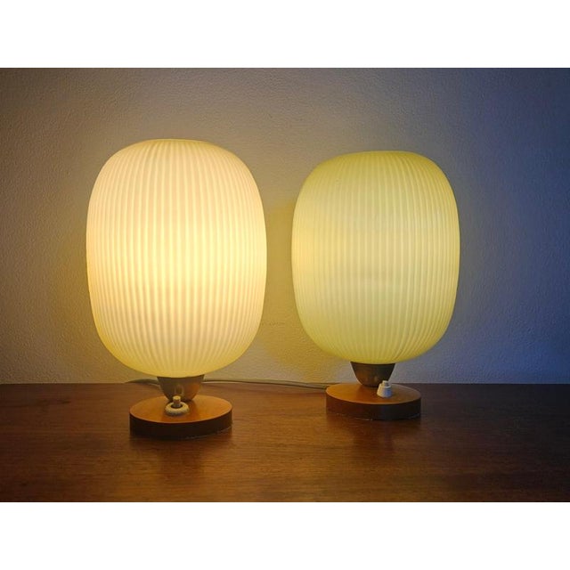 Table Lamps in Glass and Wood, 1960s, Set of 2 For Sale - Image 11 of 15