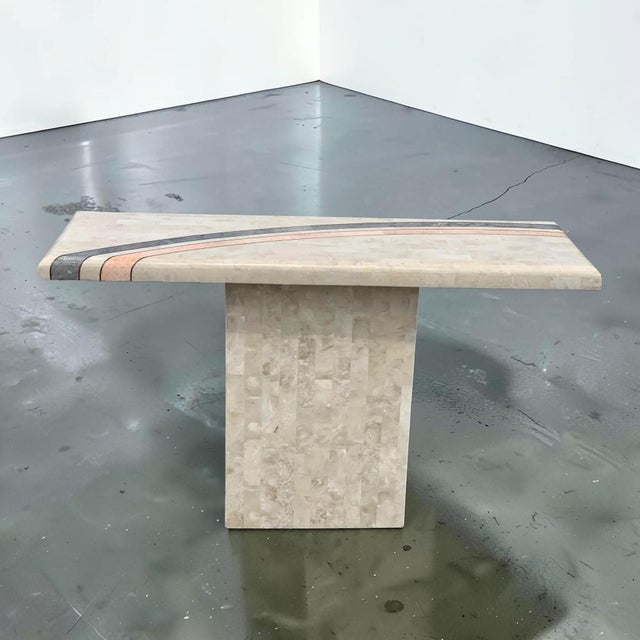 Mid-Century Modern Maitland Smith Tessellated Stone Entry Table With Inlay For Sale - Image 3 of 4