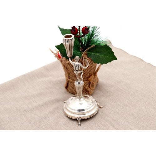 Silver Toothpick Holder with Peasant Carrying Fruit For Sale - Image 4 of 7