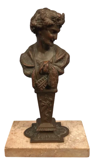 Vintage Bronze Sculpture Bust of a Man with Marble Base, 20th Century