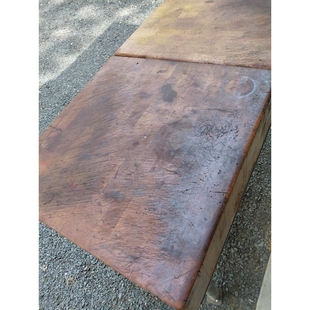Vintage Butcher Block Table For Sale - Image 9 of 11