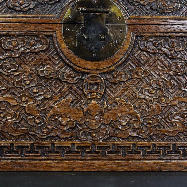 Chinese Huali Rosewood Carved Treasure Box With Brass Hardware For Sale In Los Angeles - Image 6 of 7