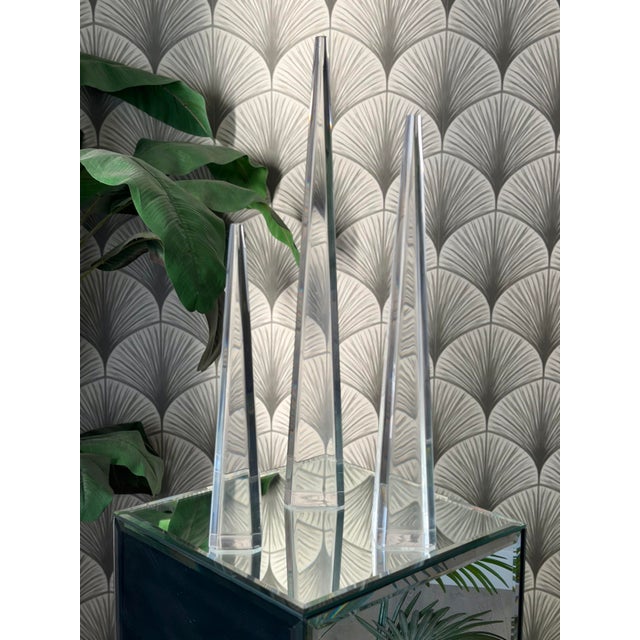 Ritts Co. Vintage Mid-Century Modern Herb Ritts Astrolite Lucite Acrylic Obelisks Pyramids Prisms Christmas Trees For Sale - Image 4 of 10