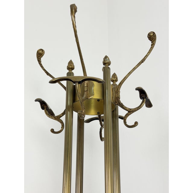 Italian Hollywood Regency Brass Coat Rack, 1940s For Sale - Image 4 of 12