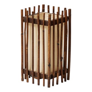 Mid-Century Modern Table Lamp in Bamboo and Linen, 1950 For Sale