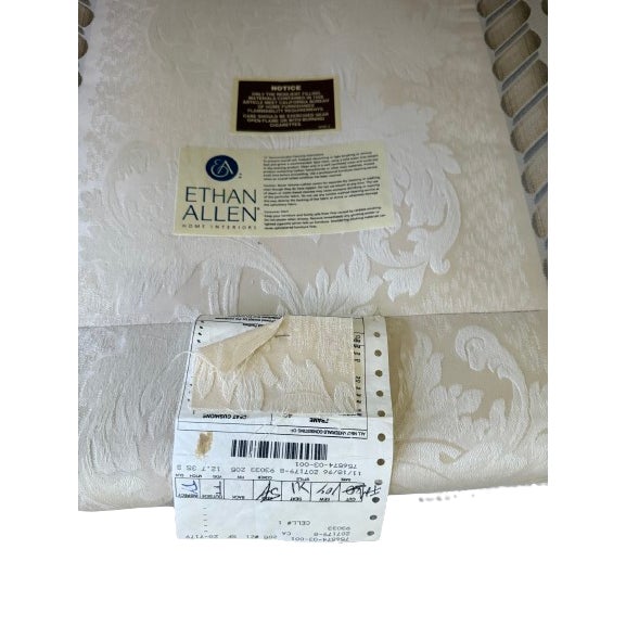 Wood 1990s Ethan Allen Georgian Court Queen Anne Camelback Sofa in Cream Damask For Sale - Image 7 of 7
