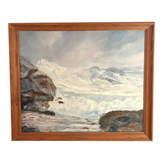 Large Mid Century Coastal Waters Oil on Canvas Painting, Signed - Sourced in Maine For Sale
