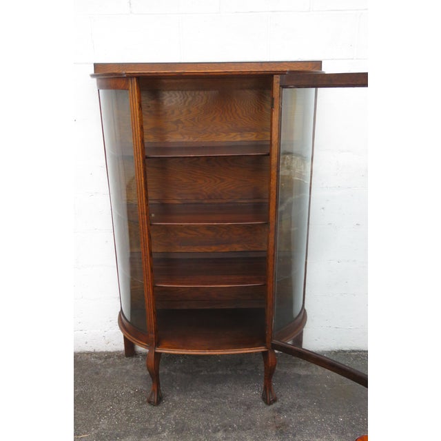 Wood Larkin Early 1900s Claw Feet Oak Display Curio Cabinet Cupboard 5876 For Sale - Image 7 of 12