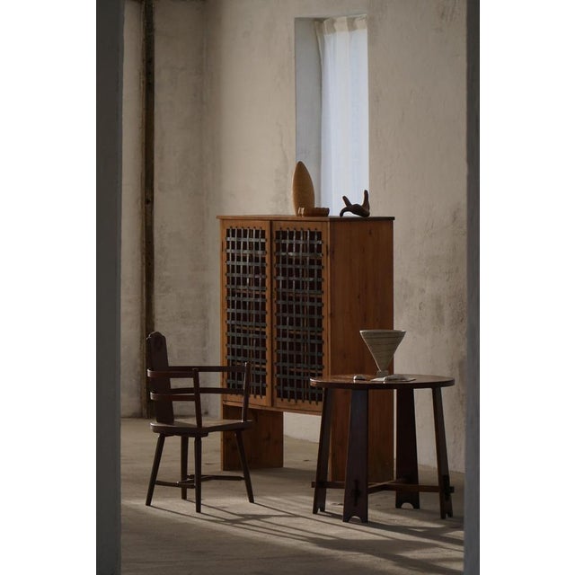 A beautiful vintage Danish table in stained beech from the 1950s. with a height comparable to a dining table, this...