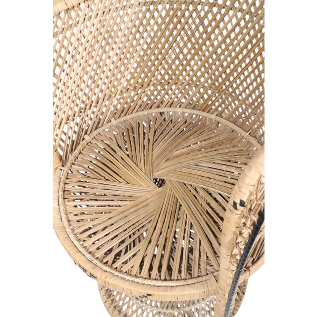 Wicker Fan Back Peacock Emmanuelle Style Chair c.1970's For Sale - Image 13 of 13