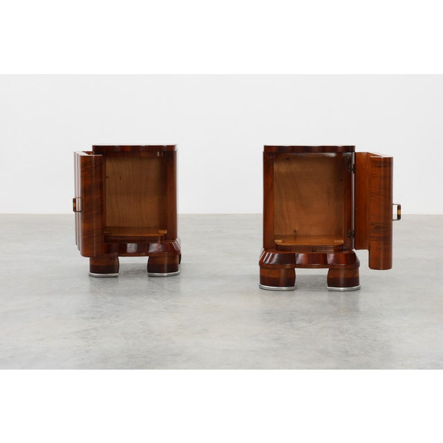 Art Deco Nightstands in Walnut, Italy, 1920s, Set of 2 For Sale - Image 6 of 18