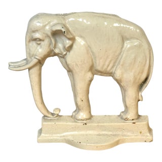 Rare 19th Century English Enamelled Cast Iron Doorstop of Jumbo the Elephant For Sale