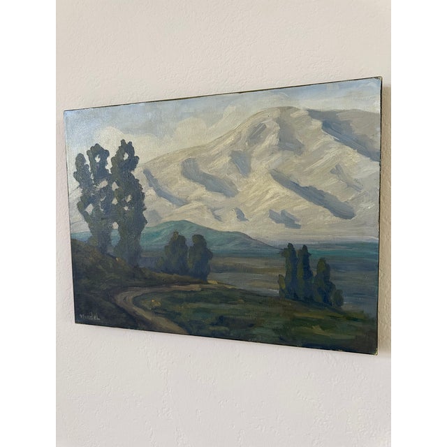 Green Vintage Signed Mid-Century Plein Air Landscape Oil Painting For Sale - Image 8 of 9