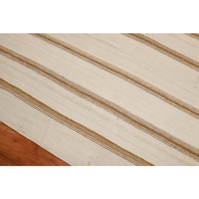 Brown Striped Large Vintage Zabihi Collection Turkish Kilim - 10'1" x 14'2" For Sale - Image 8 of 8