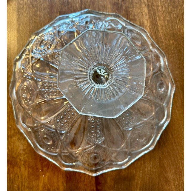 L E Smith Heritage Collection “Quintec” Pattern Pedestal Cake Stand For Sale - Image 4 of 12