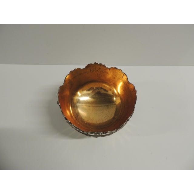 Vintage English Georgian Style Silver-Plated Footed Bowl By Corbell & Co. Size: 5"D x 3.5"H