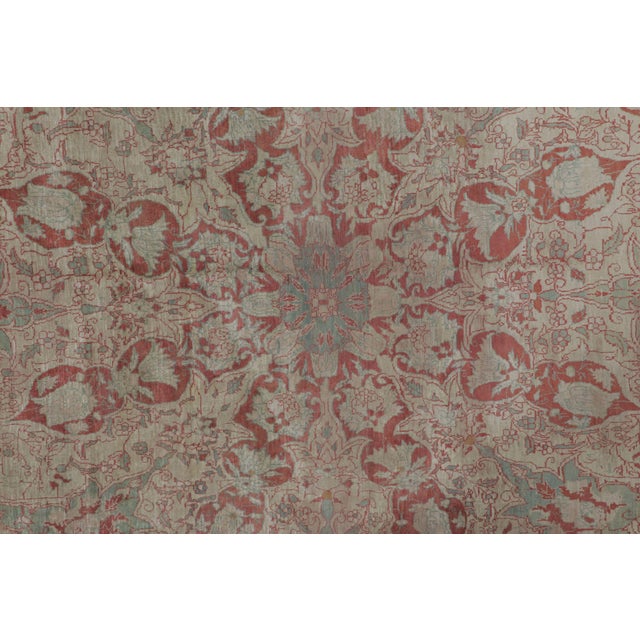Traditional Antique Persian Tabriz Rug in Red With Ivory Florals and Medallion - Rug & Kilim For Sale - Image 3 of 7