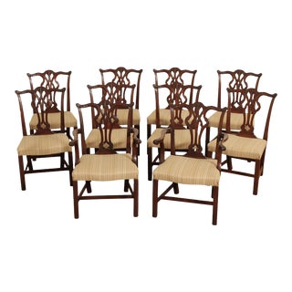 Chippendale Style Custom Mahogany Dining Chairs - Set of 10 For Sale