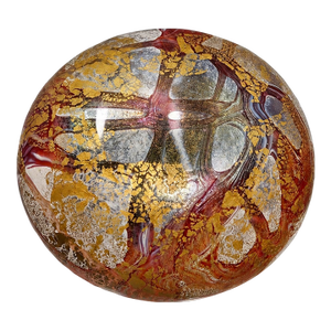 Vintage Isle of Wight Studio Glass Golden Peacock Art Glass Paperweight With Gold & Silver Leaf, England
